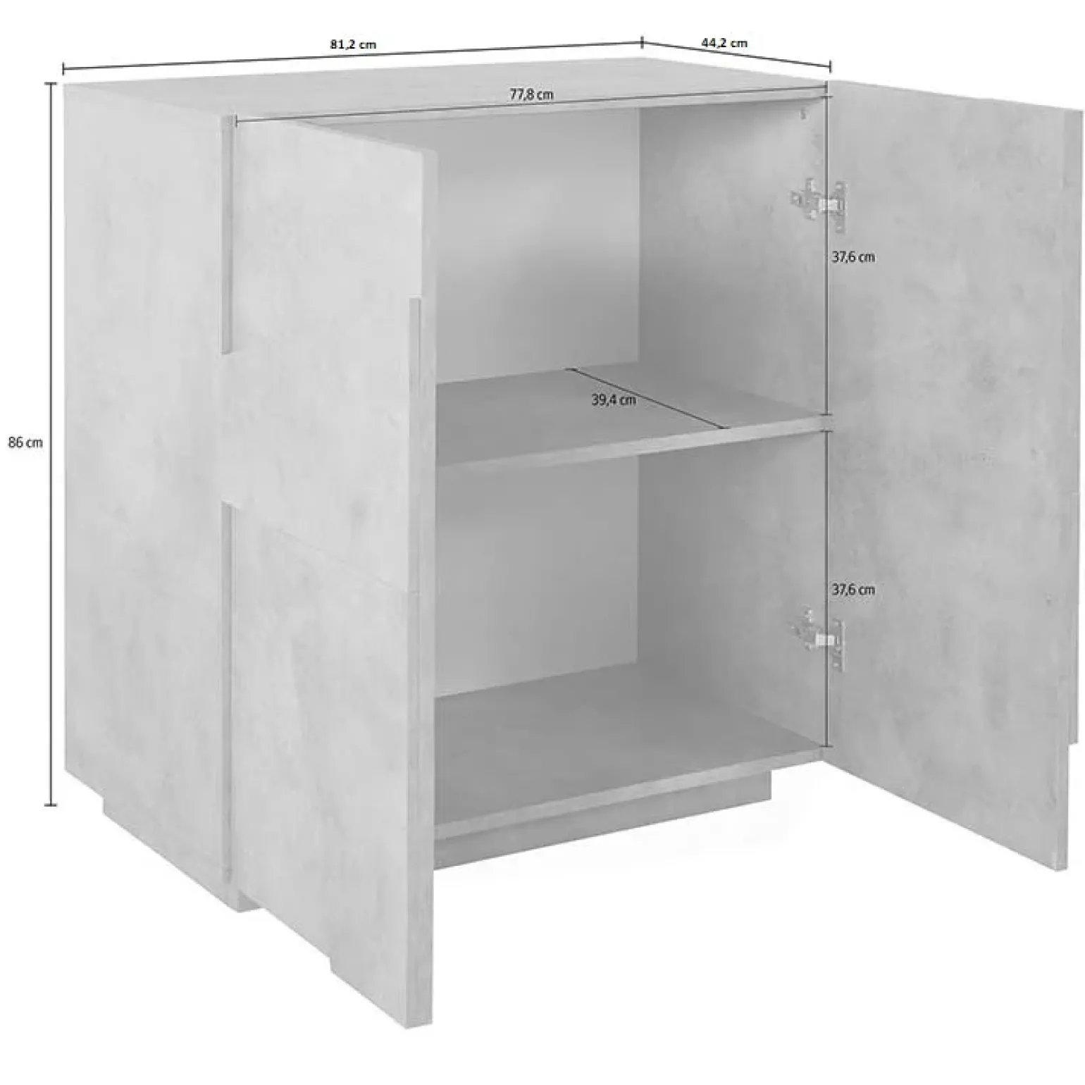 Madia 81x86h cm 2 ante moderna bianco lucido Zenzero Gihome®