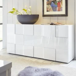 Madia 181x84h cm 3 ante moderna bianco laccato lucido Obsession