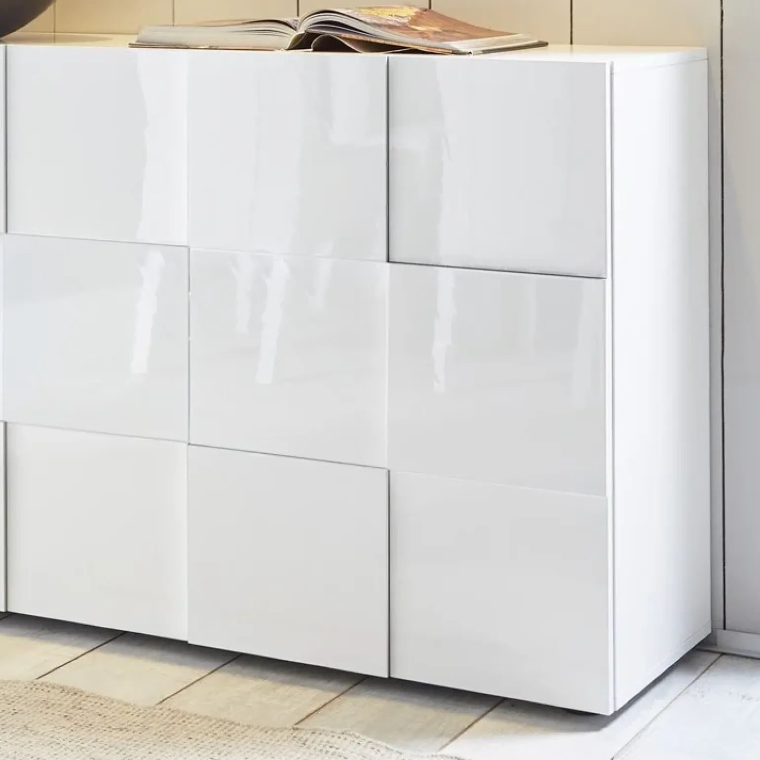 Madia 181x84h cm 3 ante moderna bianco laccato lucido Obsession