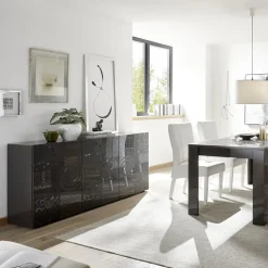 Madia 181x84h cm 3 ante moderna soggiorno grigio Paradise