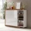 Madia 151x128h cm 4 ante moderna bianco lucido rovere Aria