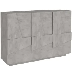 Madia 120x86h cm 3 ante moderna decorate grigio cemento Zenzero
