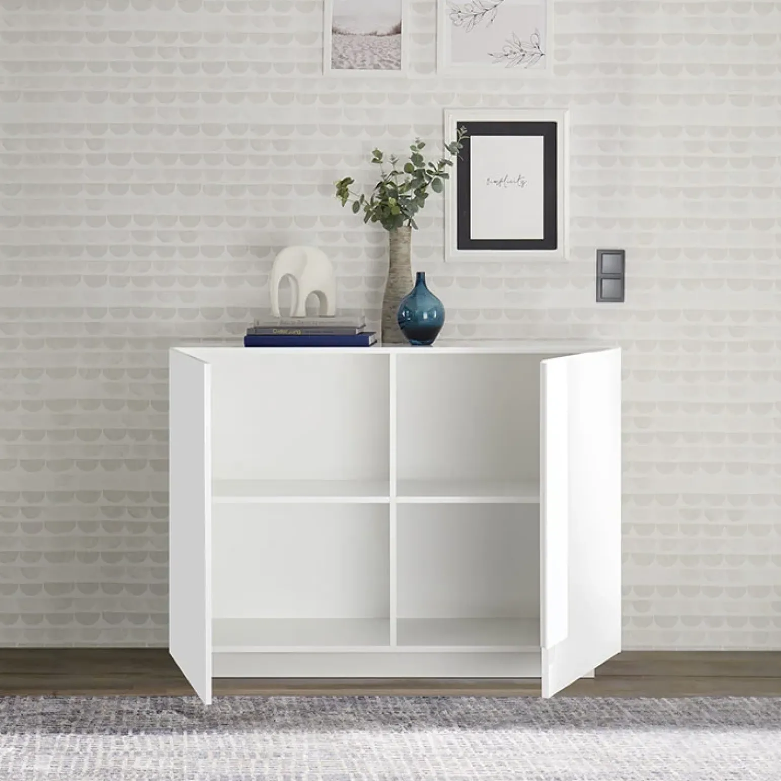 Madia 120x90h cm 2 ante moderna bianco laccato lucido Alvarez