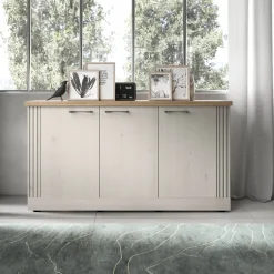Madia 164x88h cm 3 ante moderna rovere bianco frassinato Doria