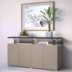 Madia 153x84h cm 4 ante moderna beige grigio Matt