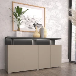 Madia 153x84h cm 4 ante moderna beige grigio Matt