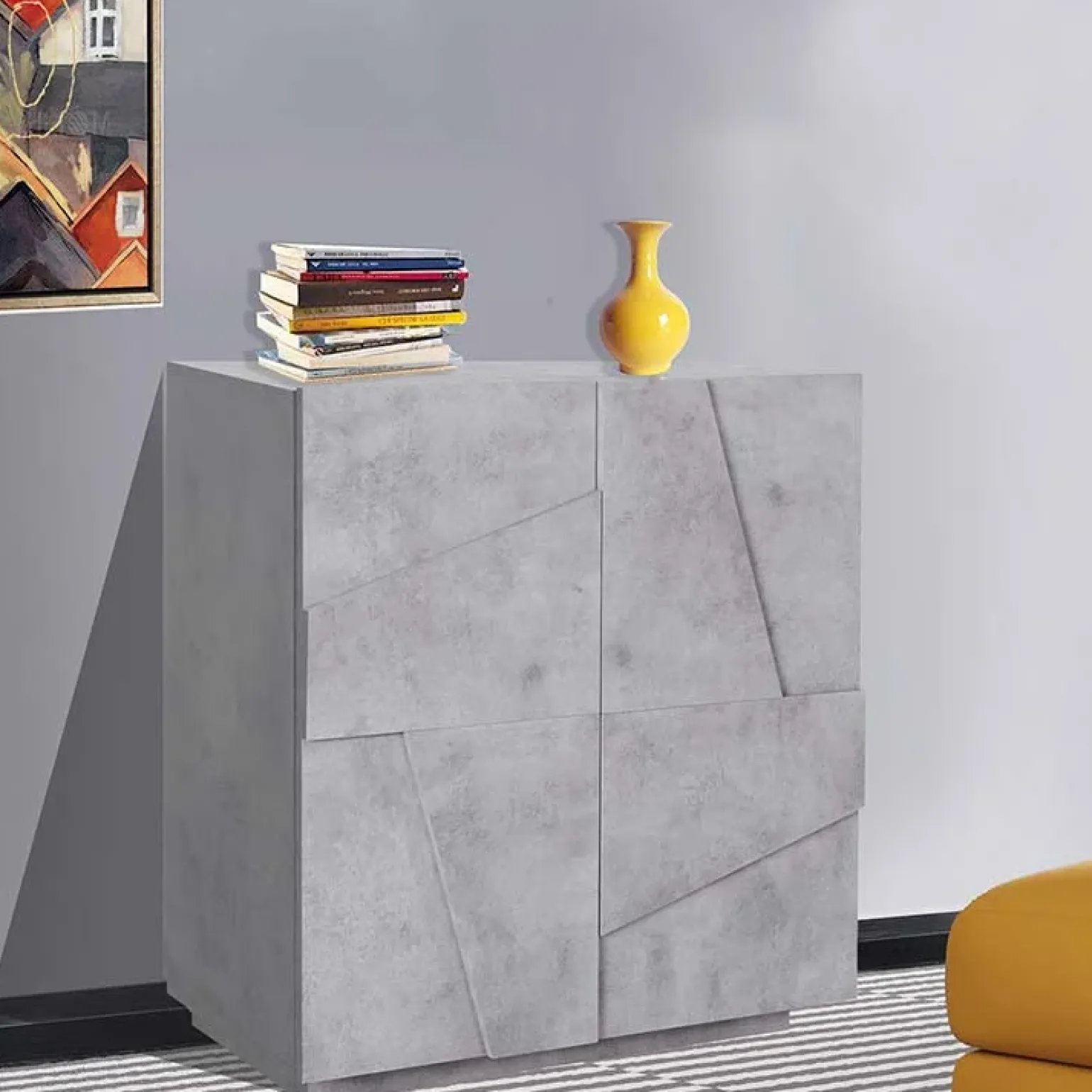 Madia 81x86h cm 2 ante moderna decorate cemento Zenzero Gihome®