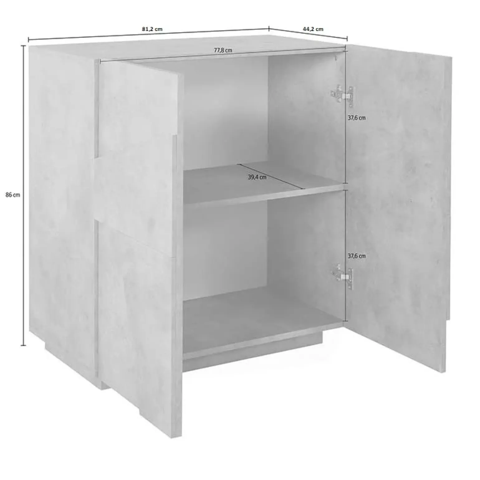 Madia 81x86h cm 2 ante moderna decorate cemento Zenzero Gihome®