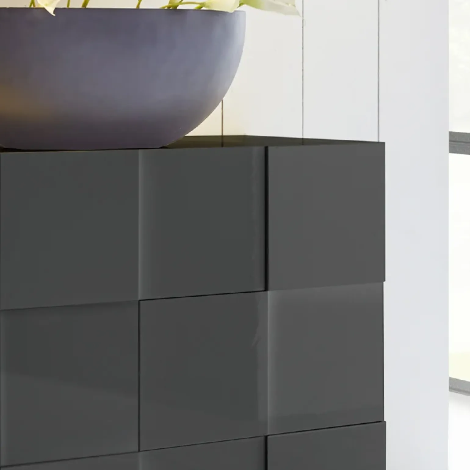 Madia 181x84h cm 3 ante moderna grigio lucido Obsession