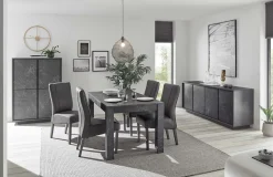 Madia 180x79h cm 4 ante moderna effetto marmo nero Viking