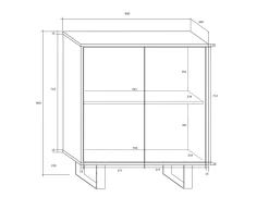 Madia 80x90h cm 2 ante moderna nero opaco e lucido Kelli Gihome®