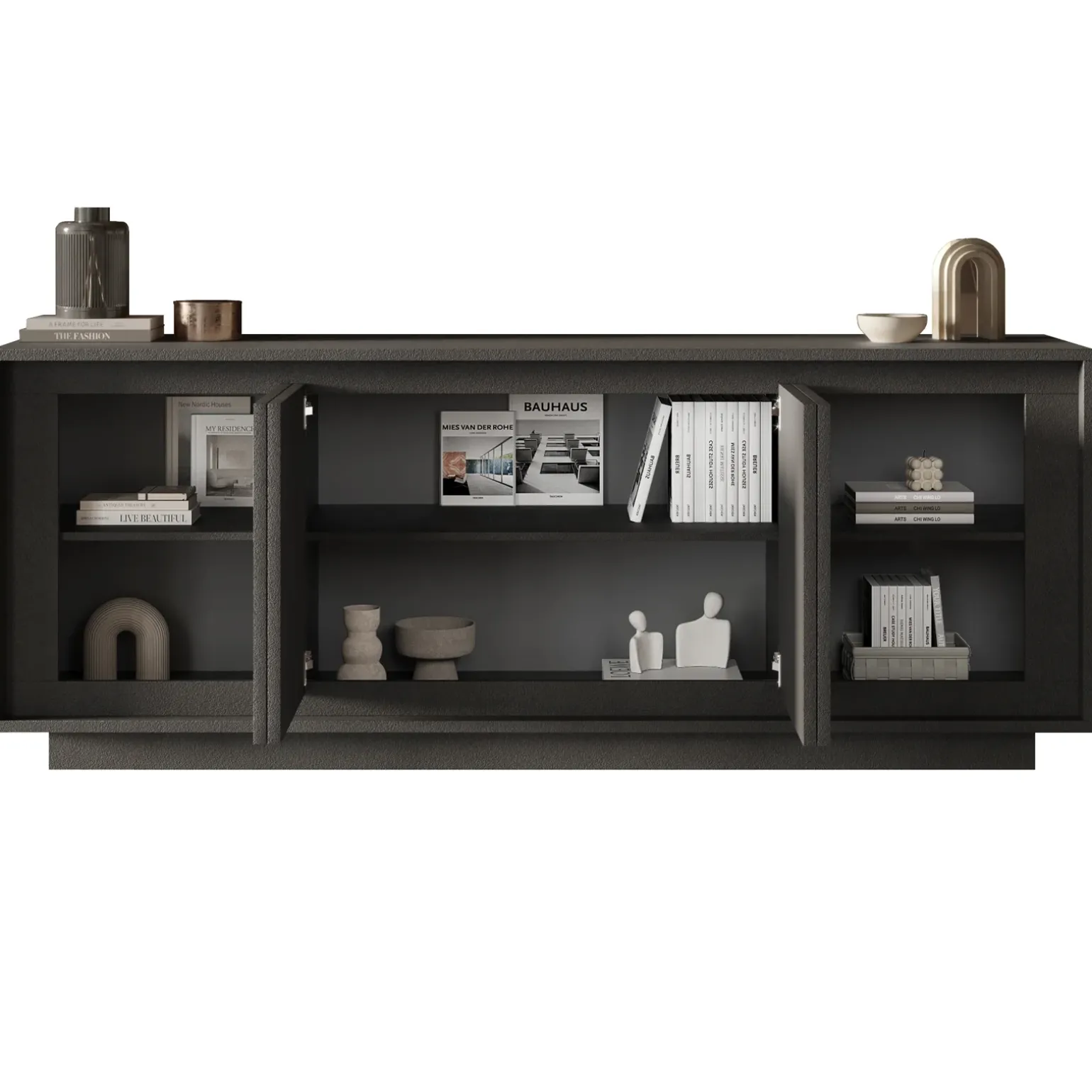 Madia 207x80h cm 4 ante moderna antracite Deluxe