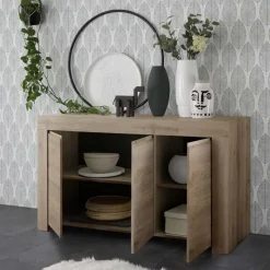 Madia 138x81h cm 3 ante moderna rovere chiaro Halston