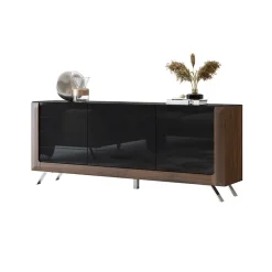 Madia 200x81h cm 3 ante moderna noce nero lucido Jumbo
