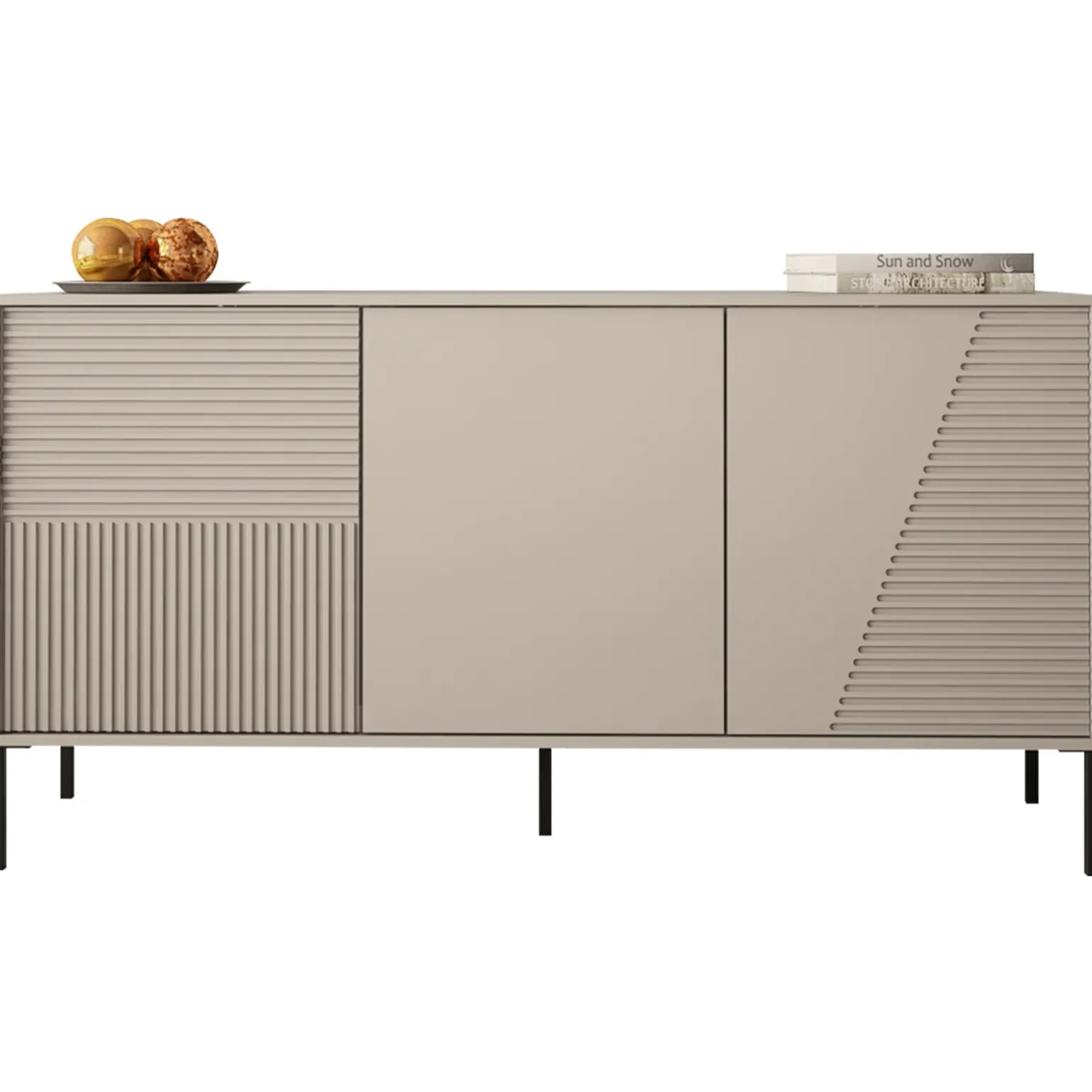Madia 160x83h cm 3 ante moderna cannettato beige Diana