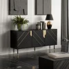 Madia 154x72h cm 3 ante moderna nero oro Golden