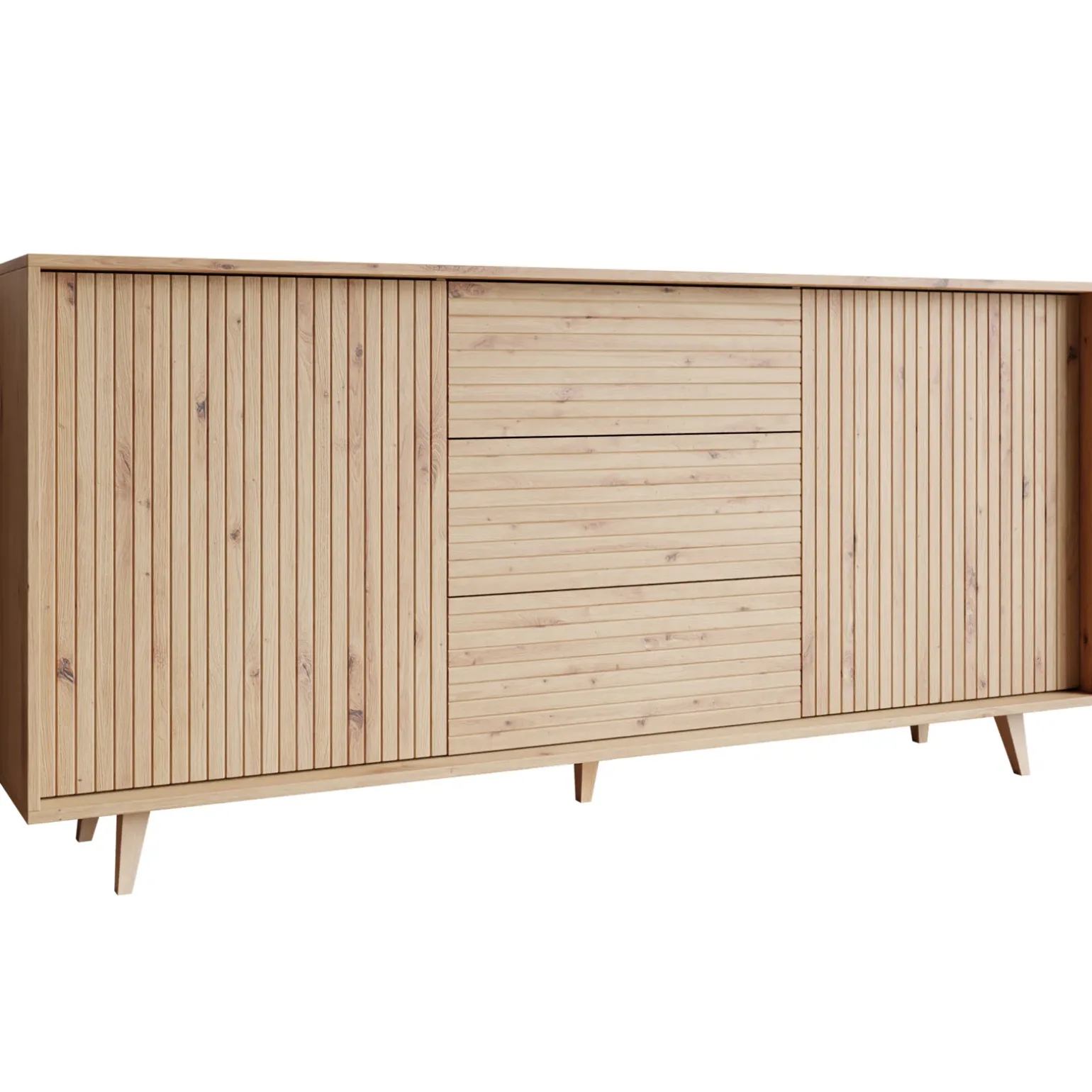 Madia 180x84h cm 2 ante rustica design cannettato rovere Branch