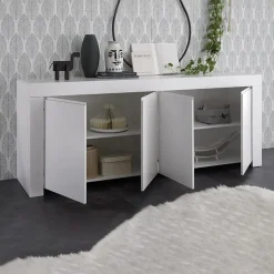 Madia 210x81h cm 4 ante soggiorno moderna bianco opaco Halston