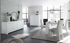 Madia 210x81h cm 4 ante soggiorno moderna bianco opaco Halston