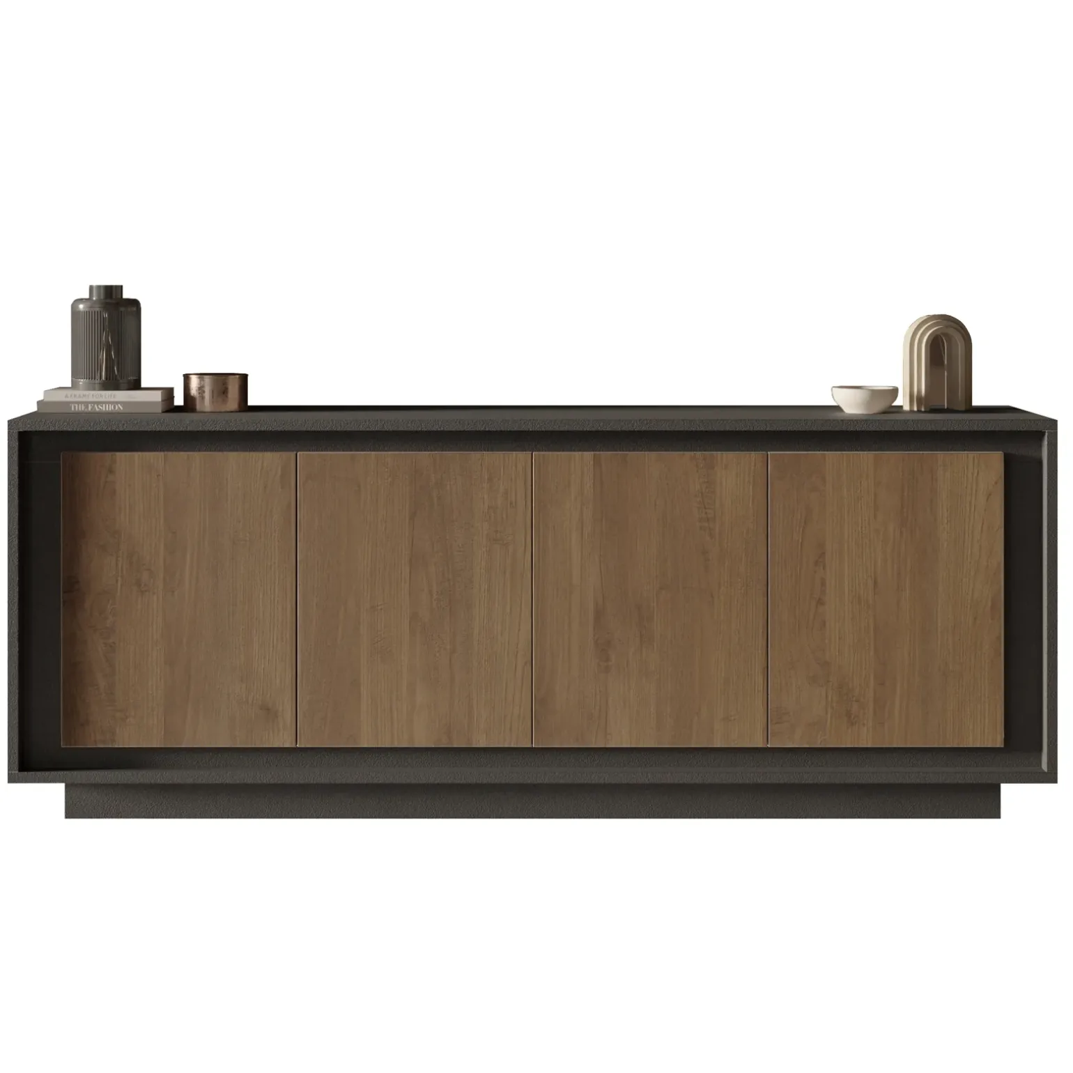 Madia 207x80h cm 4 ante soggiorno antracite rovere scuro Savoy