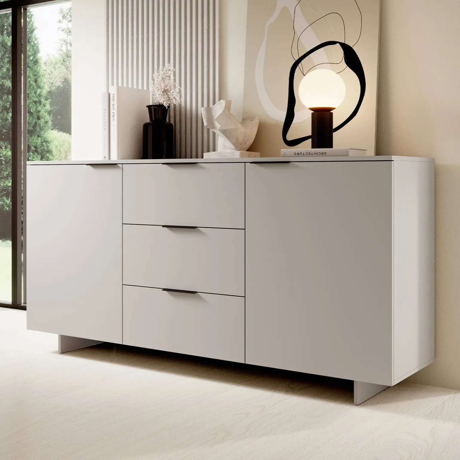 Madia 180x90h cm 2 ante soggiorno grigio Stone