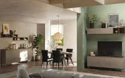 Madia 241x99h cm 4 ante soggiorno bronzo rovere scuro Jonson
