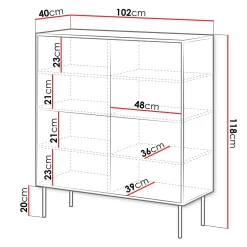 Madia 102x118h cm 4 ante soggiorno noce nero Wild