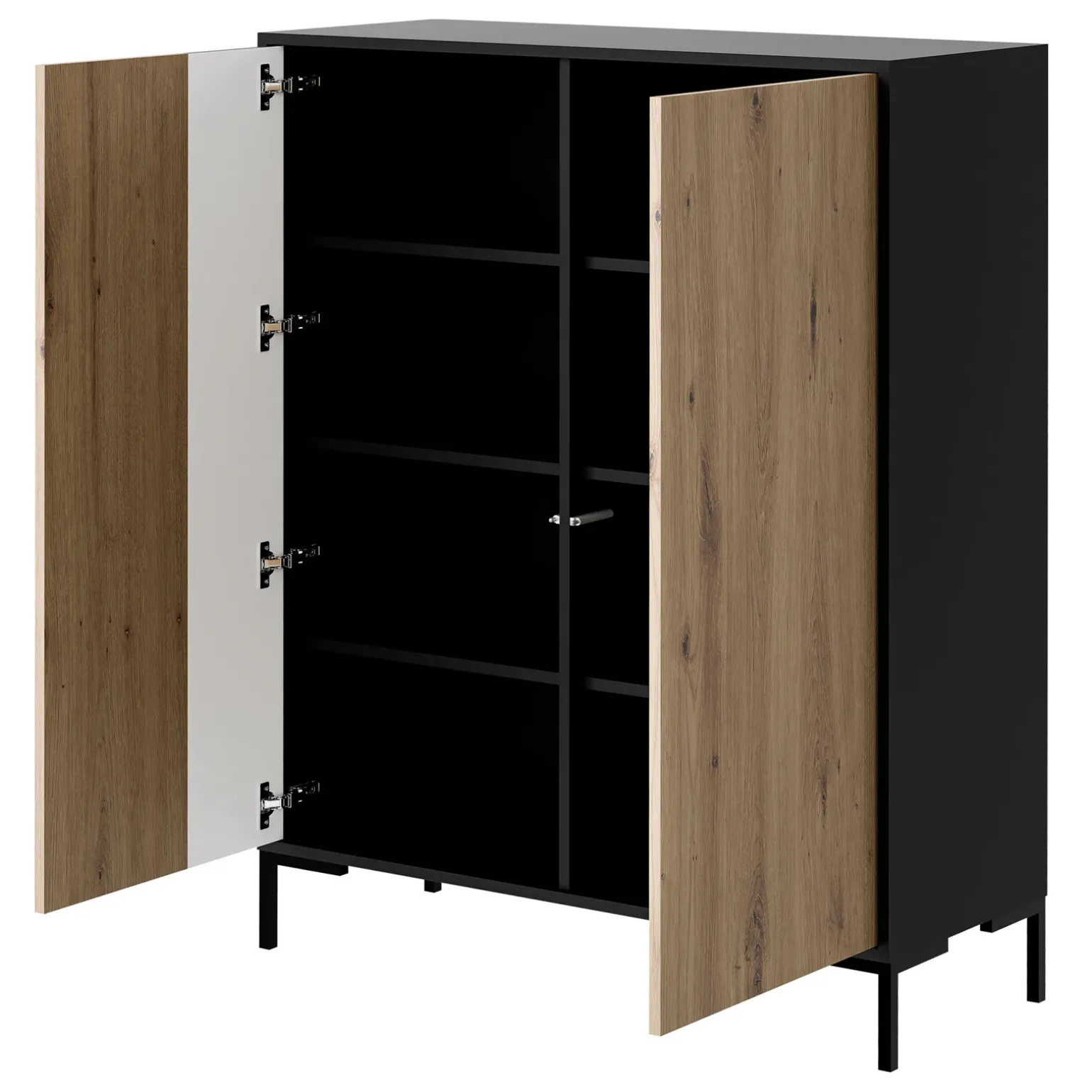 Madia 100x129h cm 2 ante soggiorno rovere nero Duble