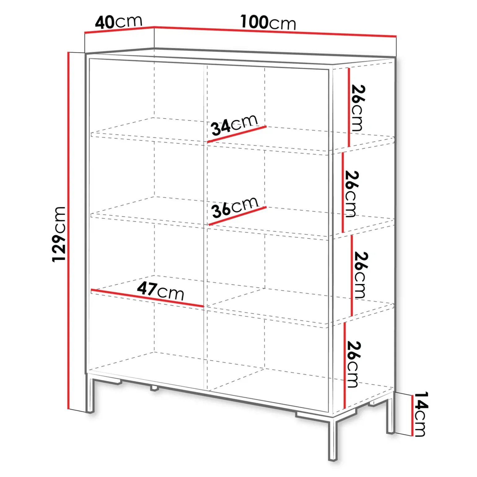 Madia 100x129h cm 2 ante soggiorno rovere nero Duble
