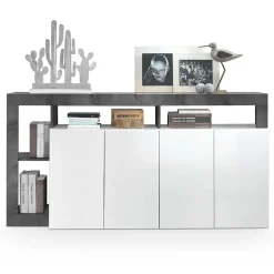 Madia 184x93h cm 4 ante soggiorno bianco lucido ossido Invictus