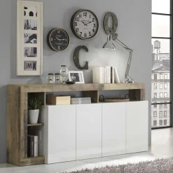 Madia 184x93h cm 4 ante soggiorno bianco lucido pero Invictus