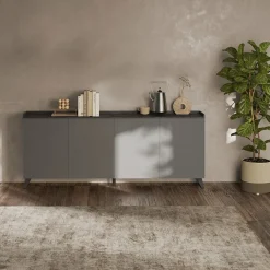 Madia 241x99h cm 4 ante soggiorno grigio scuro antracite Jonson