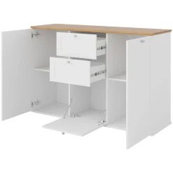 Madia 137x91h cm 2 cassetti 3 ante moderna bianco rovere Relaxio