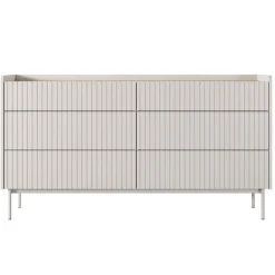 Madia 153x82h cm 6 cassetti beige cannettato rovere Fioca
