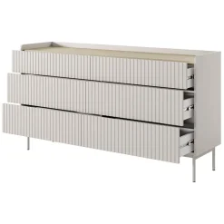 Madia 153x82h cm 6 cassetti beige cannettato rovere Fioca