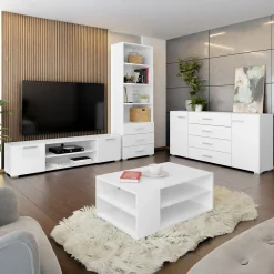 Madia 156x74h cm 4 cassetti design moderno bianco Pastello