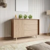 Madia 120x84h cm 3 cassetti rustica design cannettato rovere Branch