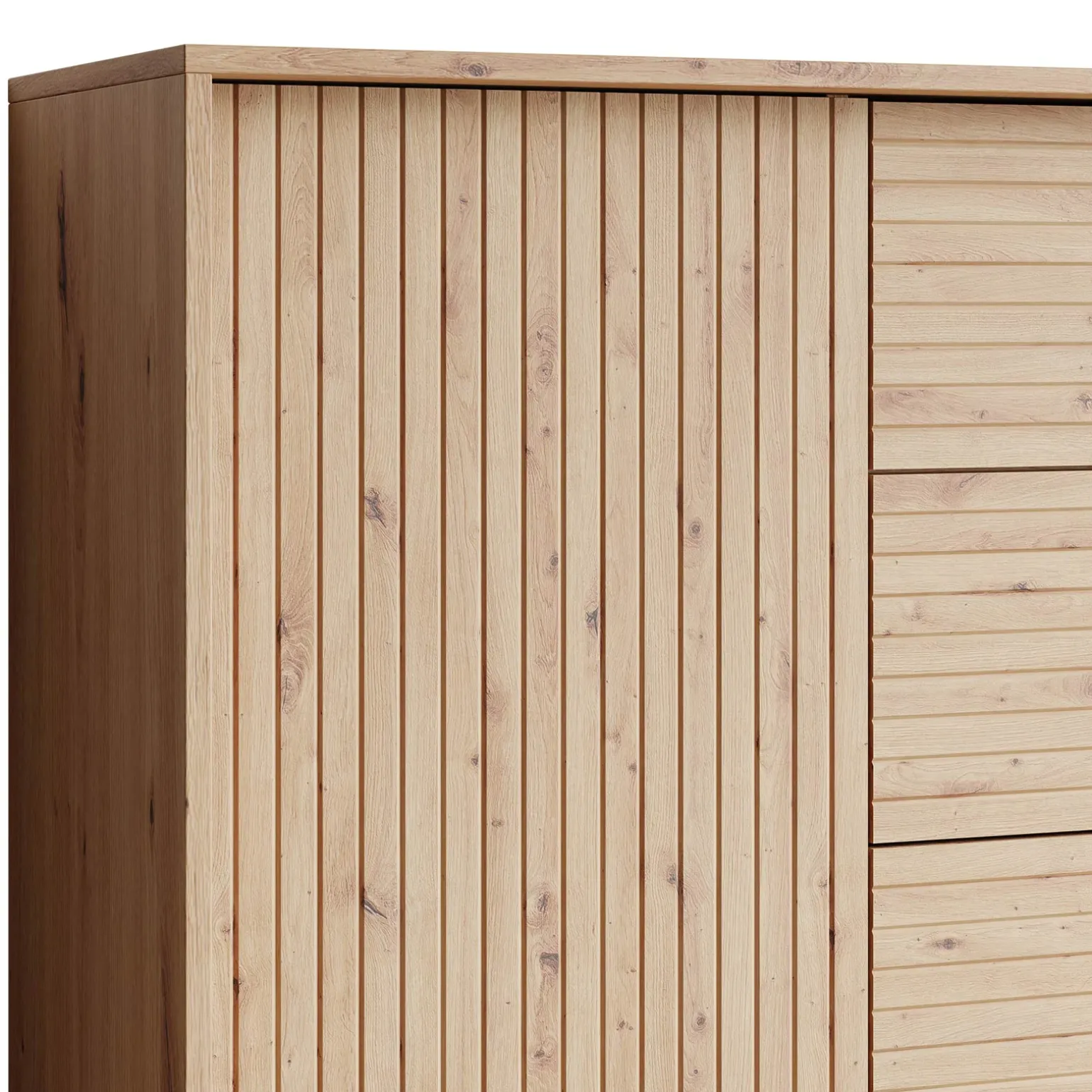Madia 120x84h cm 3 cassetti rustica design cannettato rovere Branch