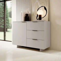 Madia 120x90h cm 3 cassetti soggiorno grigio Stone