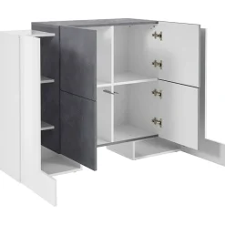 Madia 130x85h cm moderna bianco lucido ossido Akoya