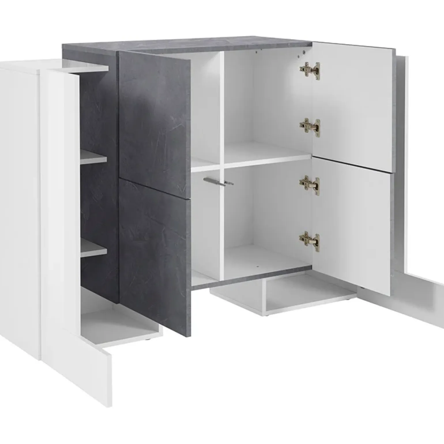 Madia 130x85h cm moderna bianco lucido ossido Akoya