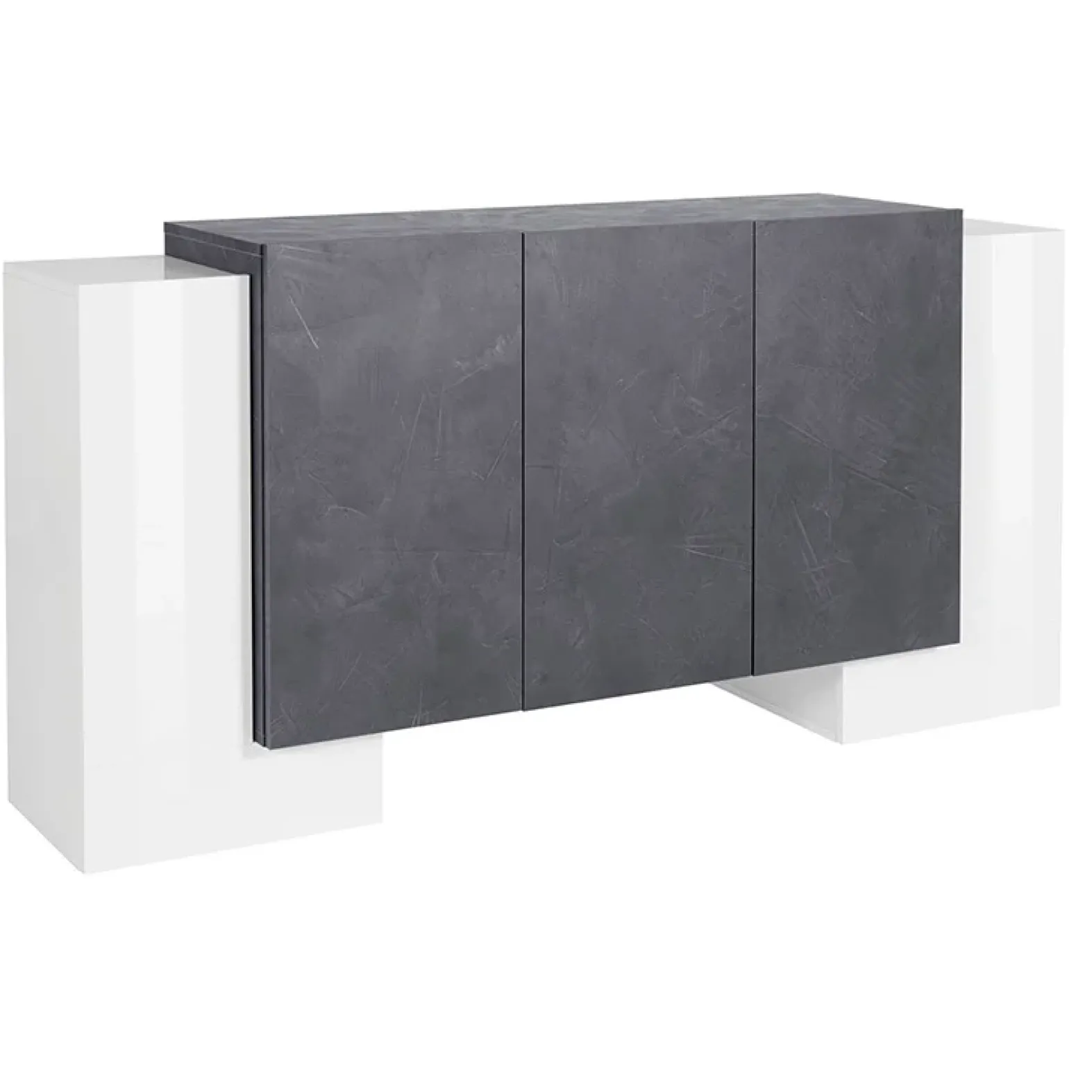 Madia 170x85h cm moderna bianco lucido ossido Akoya