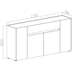 Madia 170x85h cm moderna design grafite rovere Gib