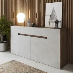 Madia 170x85h cm moderna design noce bianco spatolato Gib