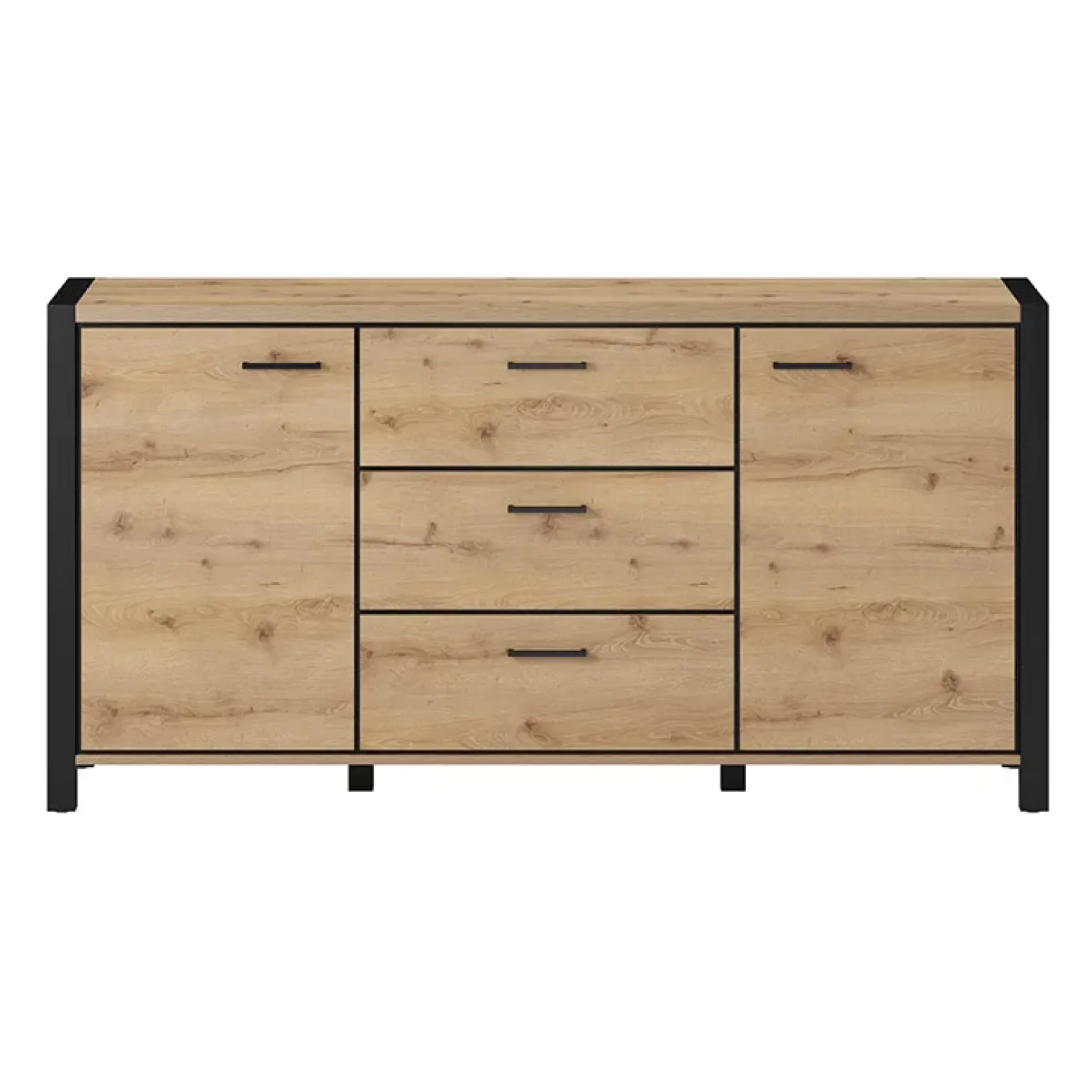 Madia 180x91h cm moderna industrial quercia nero opaco Neive