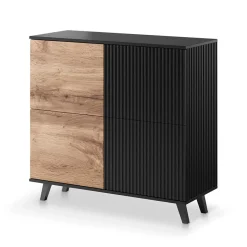 Madia 100x95h cm moderna soggiorno design industrial rovere nero Nandina