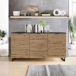 Madia 150x76h cm rustica design cannettato rovere nero List