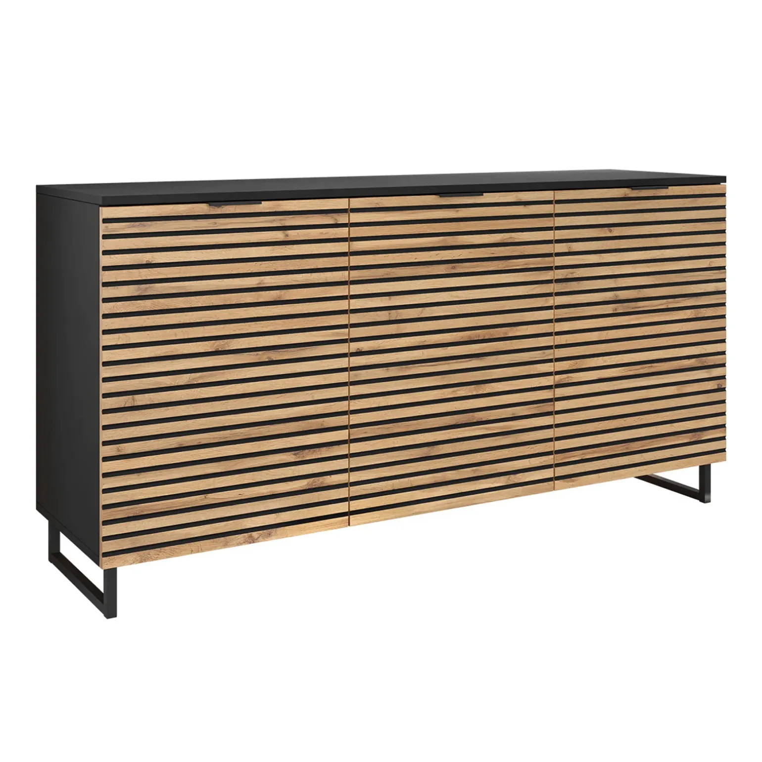 Madia 150x76h cm rustica design cannettato rovere nero List