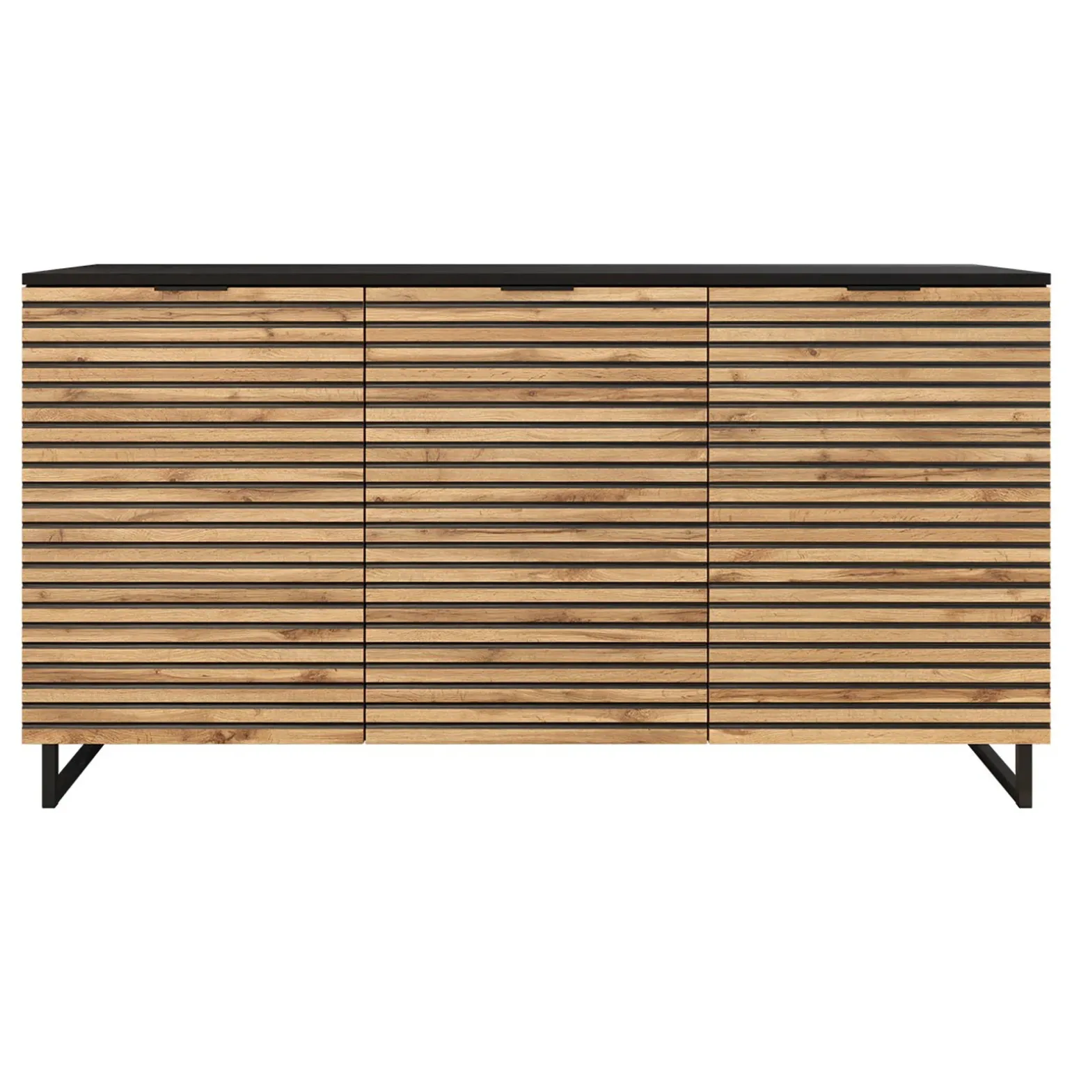 Madia 150x76h cm rustica design cannettato rovere nero List