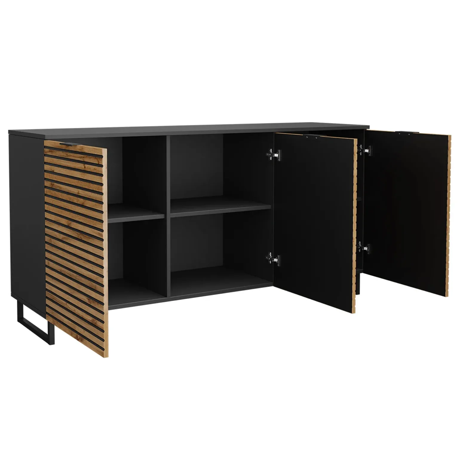 Madia 150x76h cm rustica design cannettato rovere nero List